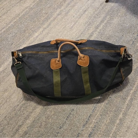 Vintage L.L. Bean Duffle Bag Canvas w/ Leather Sz XL - USA Made